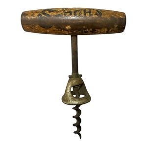 Antique/Vintage Stroh’s Advertising Wood Handle Corkscrew Beer Bottle Opener